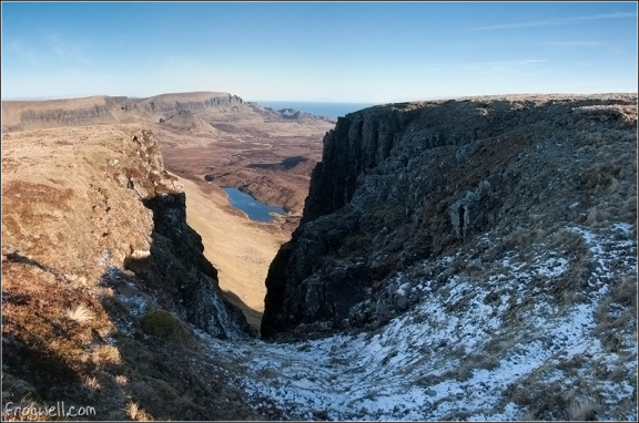Loch Corcasgil and the Quirang from Beinn Edra